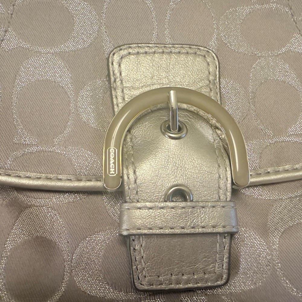 Coach Signature C Silver Metallic Crossbody Bag - Picture 3 of 16